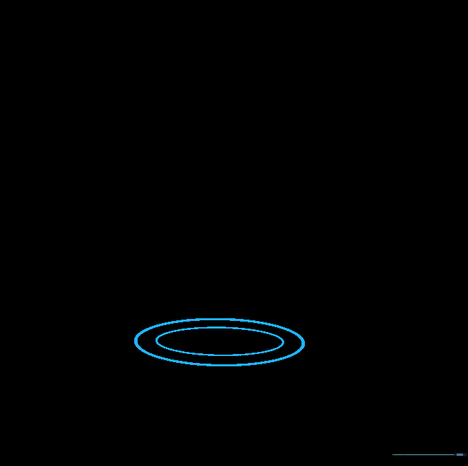 Pencil sketch showing two concentric ovals forming the top rim of a flower pot.