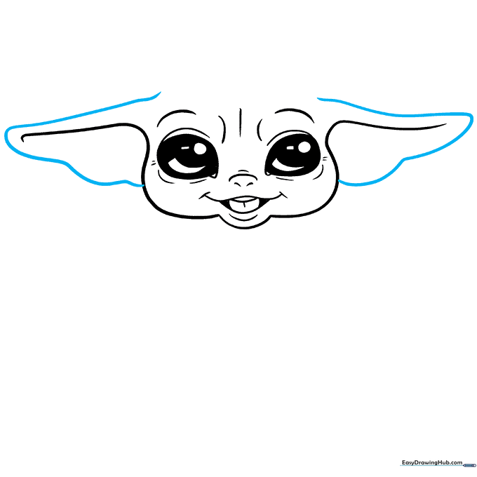 Outlining the large, iconic pointed ears of the character.