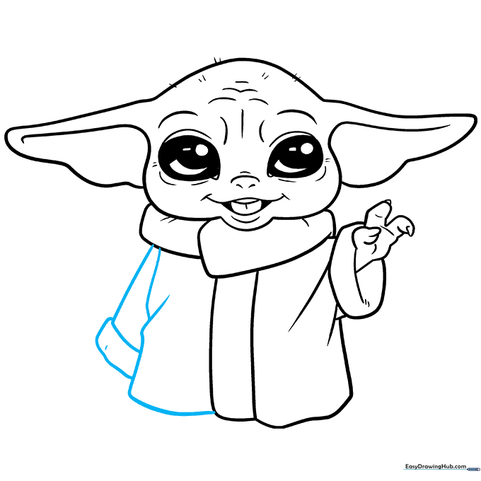 Completing the outline of the robe by adding the second sleeve.