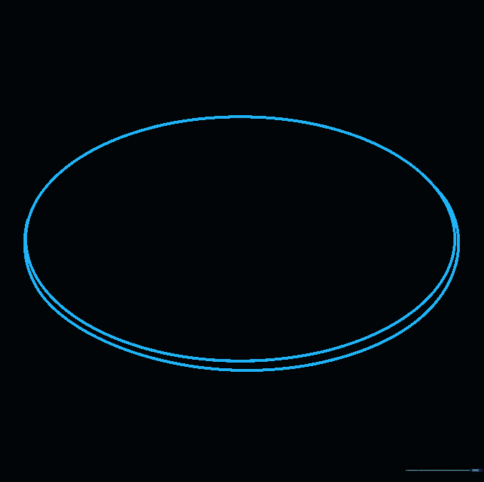 A pencil sketch of a large oval plate with a curved rim line to show depth.