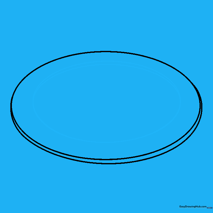 The plate sketch with an inner oval and a curved line to define the plate's basin.