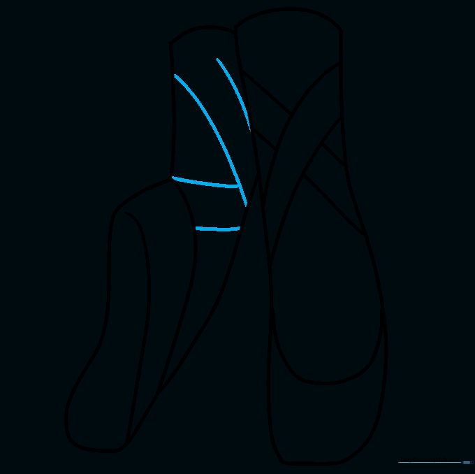 Pencil sketch adding ribbon details to the second leg.