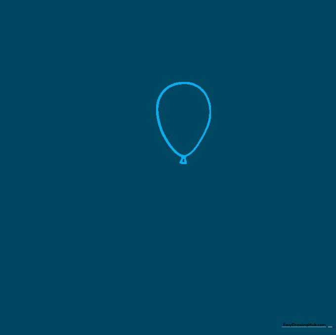 A single balloon outline with a tied knot at the bottom, drawn on a white background.