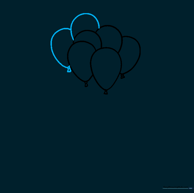 Adding more balloon shapes to the cluster to create a dense bunch.