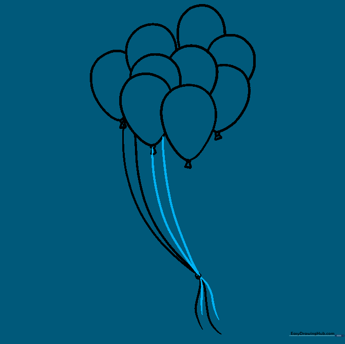 Adding additional strings to the balloon bunch.