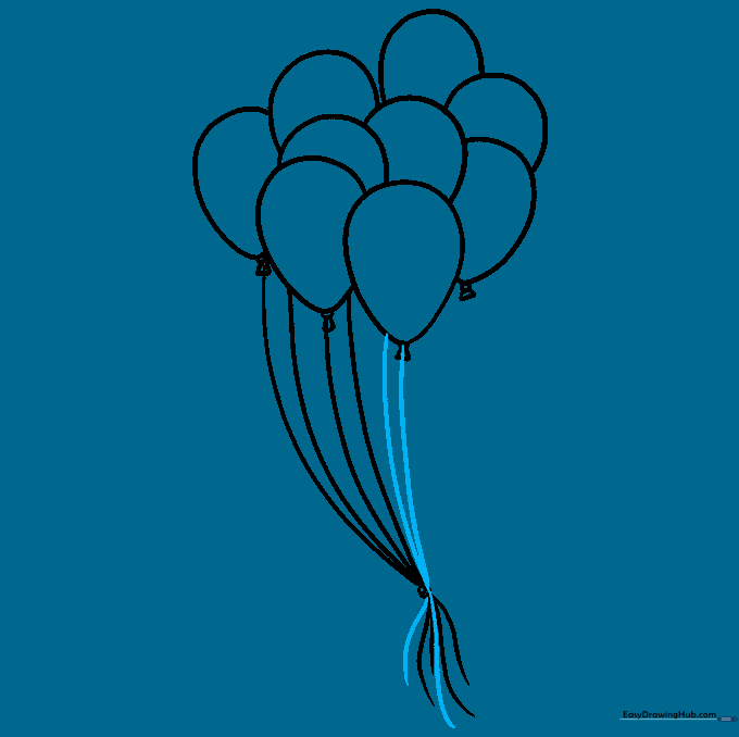 More strings added to the balloon bunch for a fuller look.