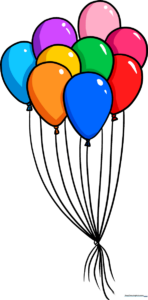 A vibrant, finished illustration of a colorful bunch of balloons.