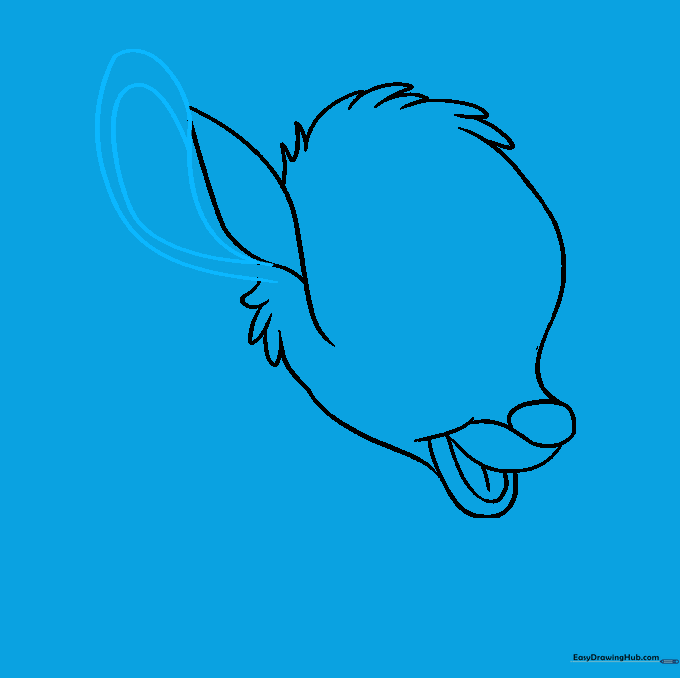 Adding detail lines inside the ear to show structure and depth.