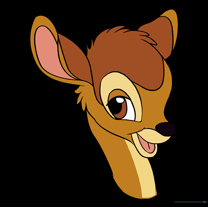 The finished Bambi drawing colored with various shades of brown.