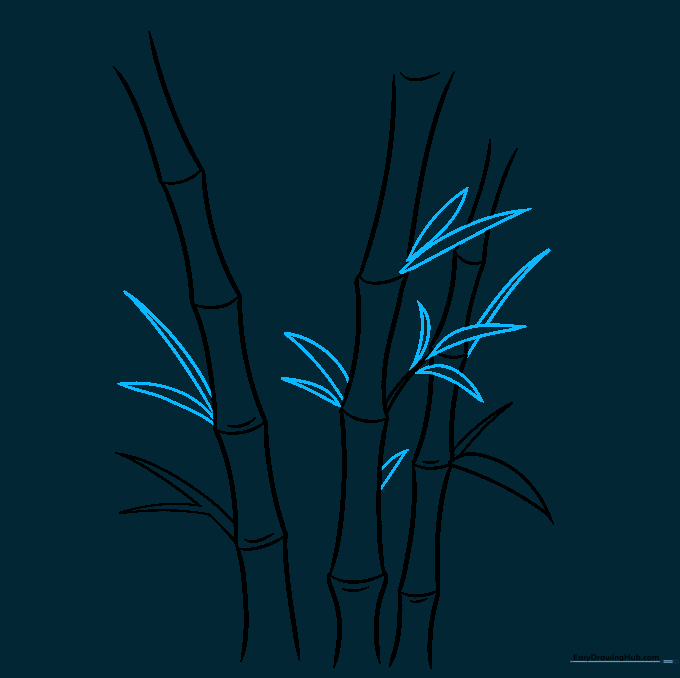 Bamboo stalks with an increased number of leaves added to the stems.