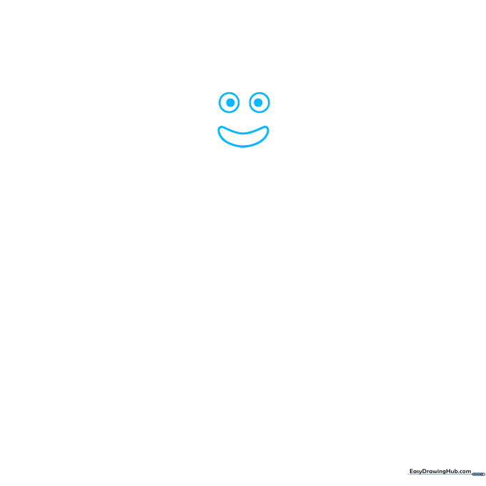 Pencil sketch showing Banban's eyes and mouth outline on white paper.