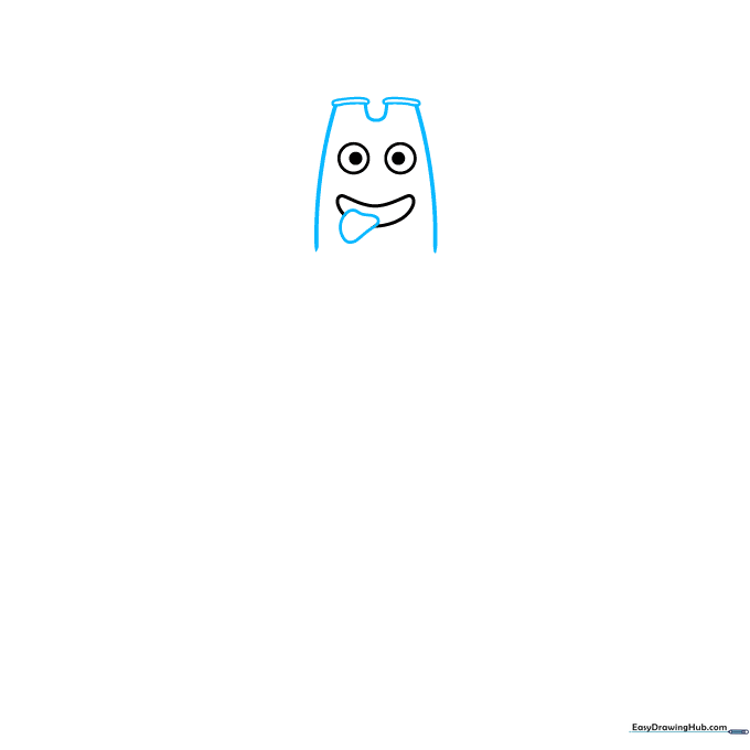 Drawing the head shape and tongue for Banban character.