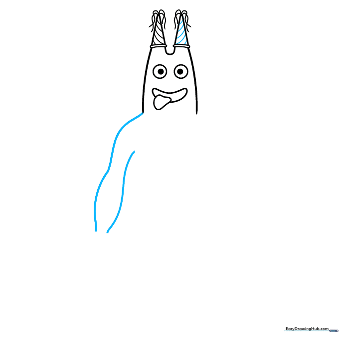 Drawing the first muscular arm of the Banban character.