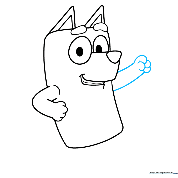 Adding the second arm using curved lines to suggest movement.