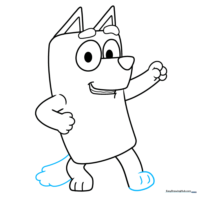 Completing the feet and adding a fluffy, bushy tail to the character.