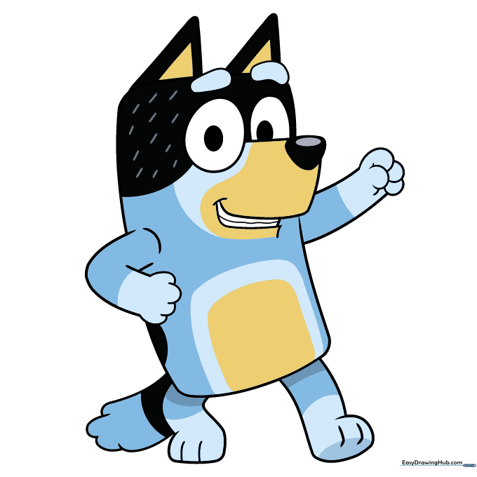 The finished, colored drawing of Bandit Heeler.
