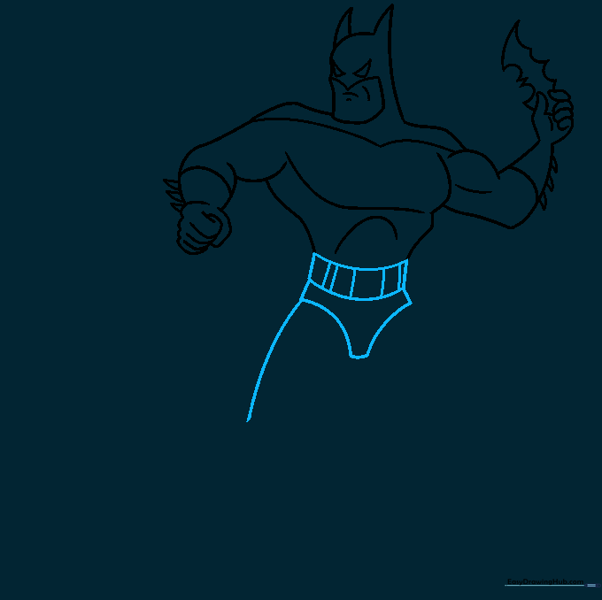 Adding the utility belt to Batman's waist with vertical detailing.