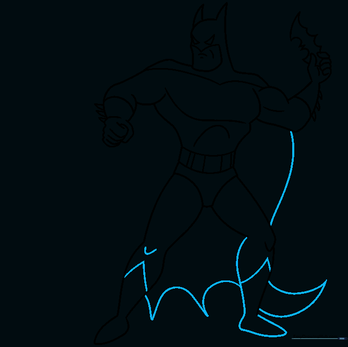 Adding the boots and the flowing cape to the Batman drawing.