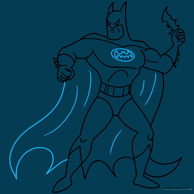 Drawing the Batman chest logo inside an oval shape.