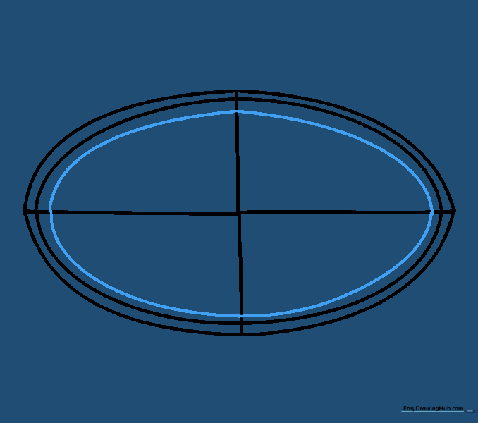 Pencil sketch showing a third, smaller oval shape centered within the previous ones.