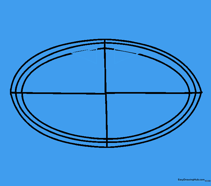 Pencil sketch showing two small triangles added to the top of the innermost oval to form bat ears.