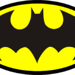 A finished, professional-looking Batman logo drawing, colored in classic black and yellow.