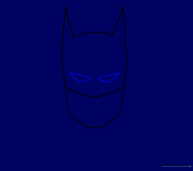 Adding the iconic, sharp, white-eyed look to the Batman mask.