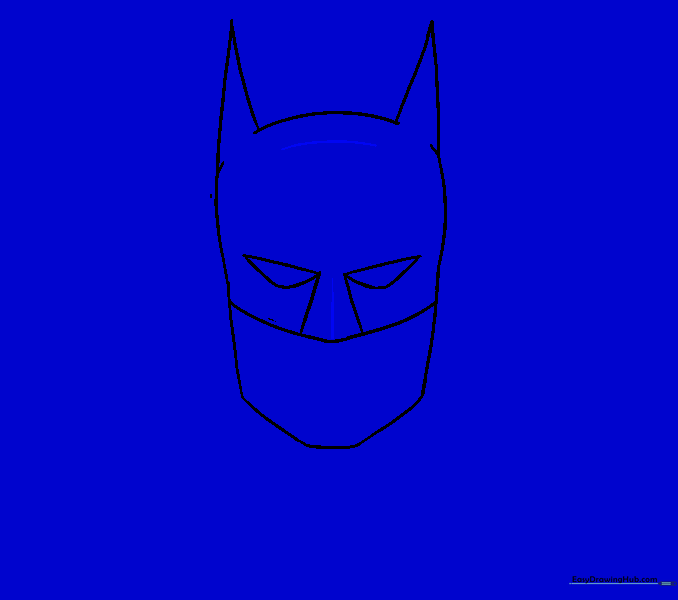 Adding contour lines to the forehead and nose to define the mask's shape.
