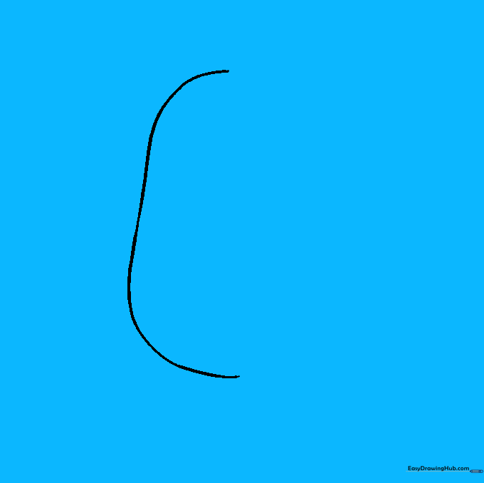 The completed rounded torso outline of the robot character.