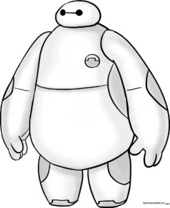 A friendly, finished illustration of Baymax from Big Hero 6, ready for coloring.