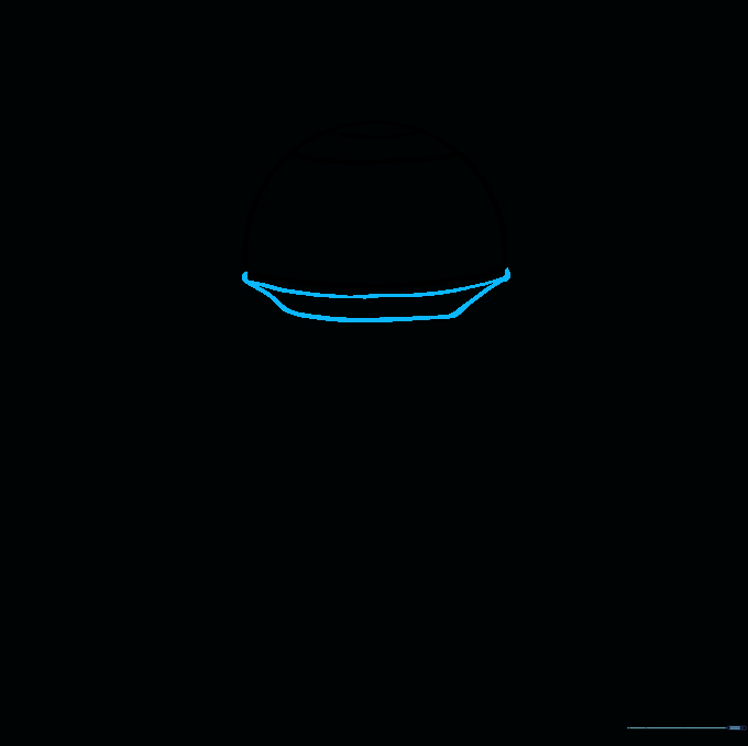 Drawing the neck section of the droid beneath the dome head.
