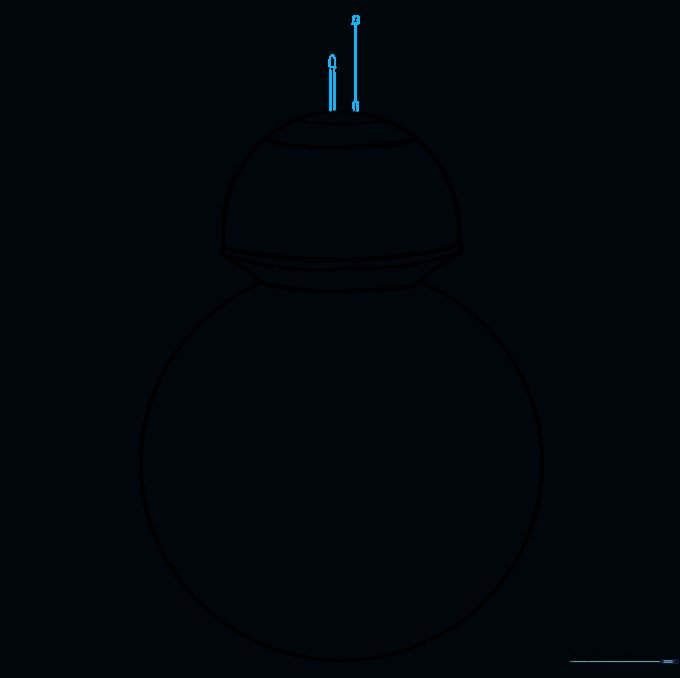 Drawing two small antennae on top of the droid's head.