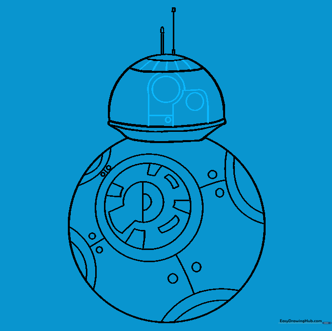 Adding the eye and sensor details to the droid's head.
