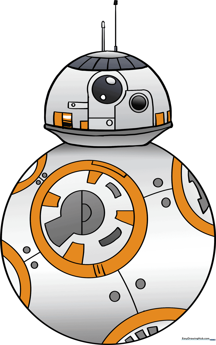 A vibrant, finished illustration of BB-8, the friendly Star Wars droid, standing ready for adventure.