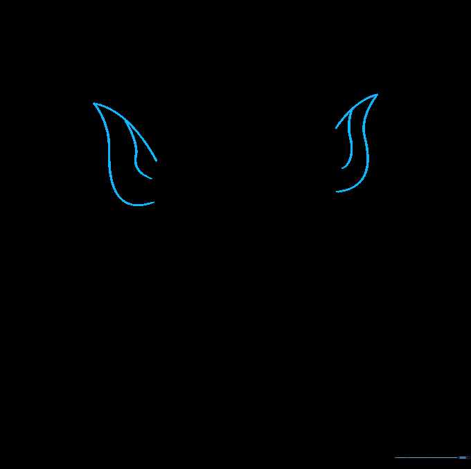 Close up of the character's head with pointed ears added to the sides.