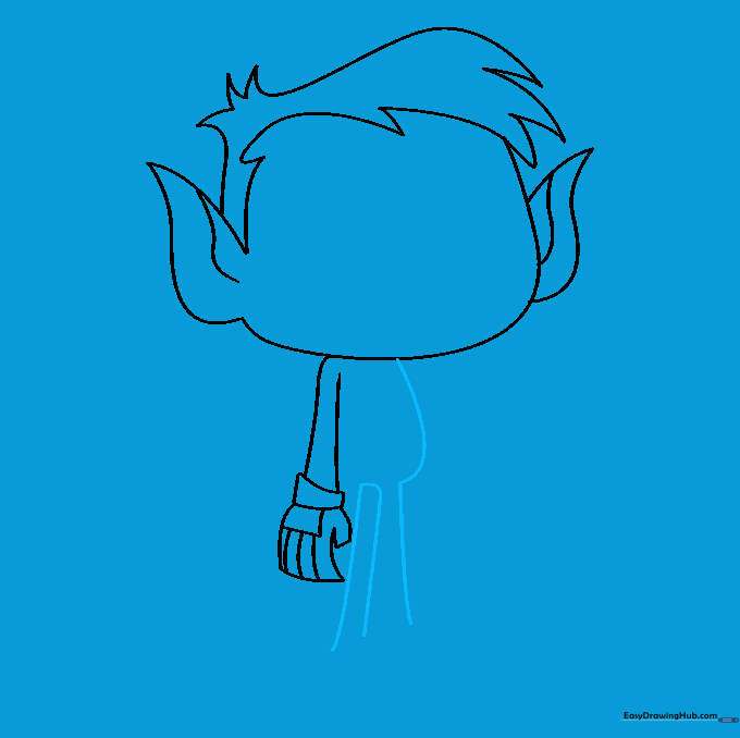 Basic outline of the torso and leg placement for the character.
