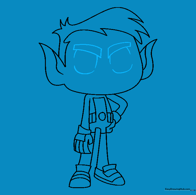 Adding the eyebrows and eye sockets to the face outline.