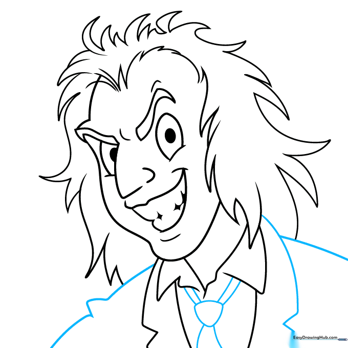 Adding the tie and final shirt details to the Beetlejuice sketch.