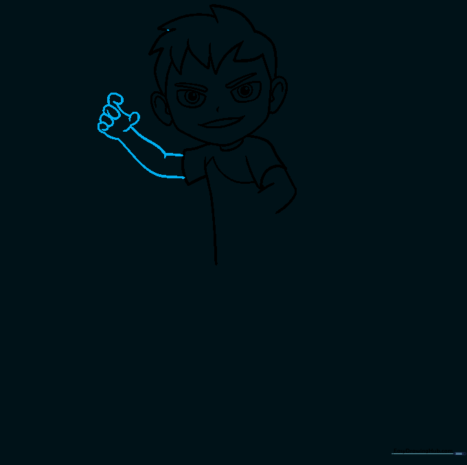 Drawing Ben 10's outstretched arm and hand