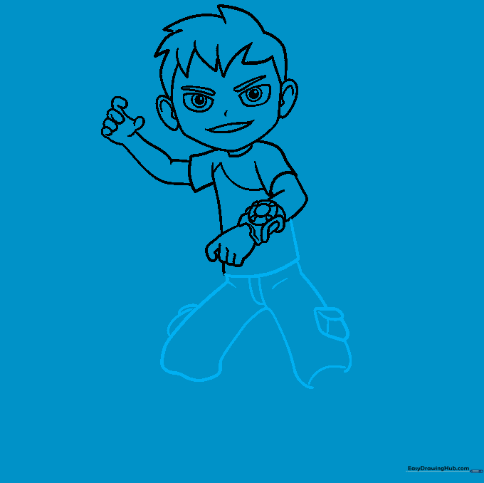 Sketching Ben 10's cargo pants with pocket details