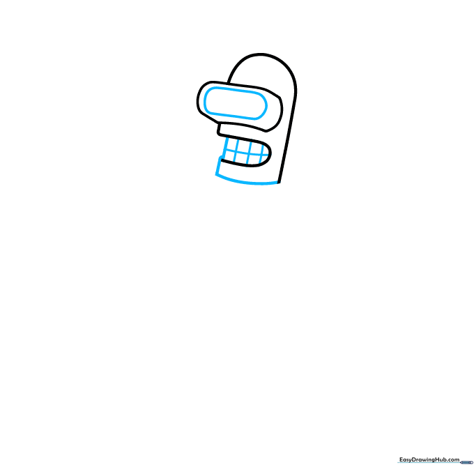 Bender's head outline with horizontal lines added to the visor area to form teeth.