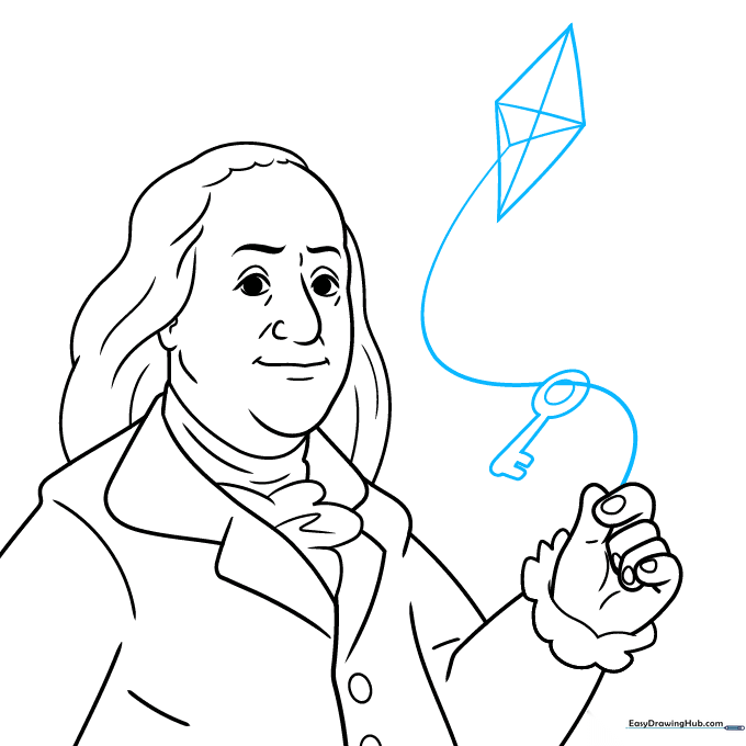 Sketching the kite and key associated with Benjamin Franklin's experiments.