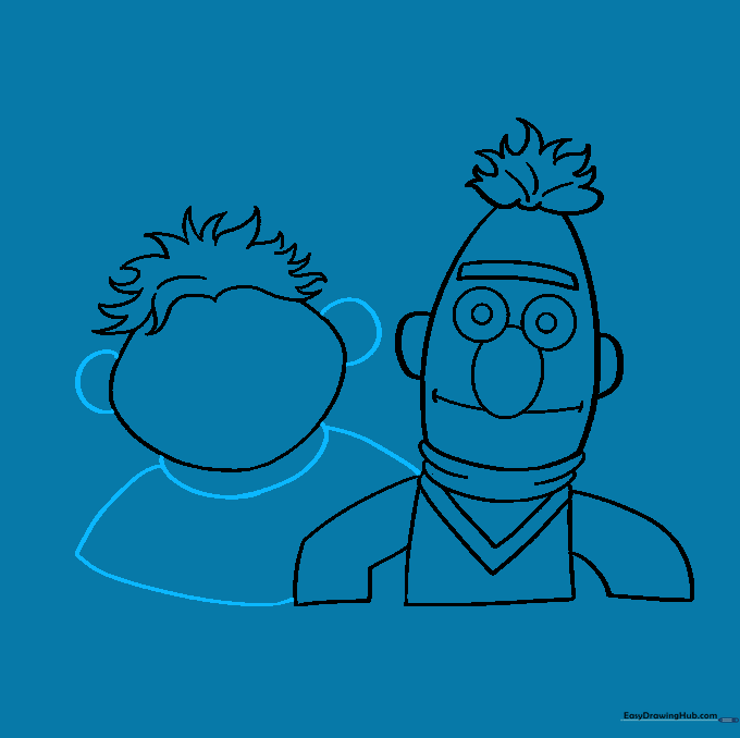 Ernie's ears and shoulder outlines added to the drawing.