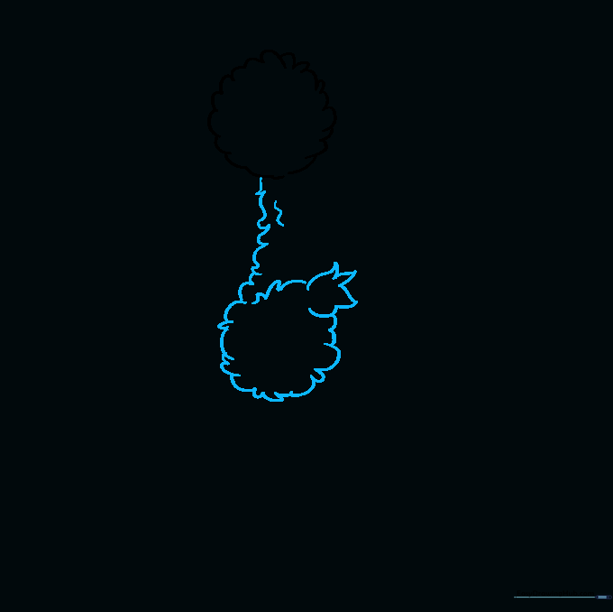Drawing the side of Big Bird's neck and his first arm with a three-fingered hand.