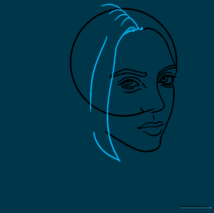 Initial hair locks being drawn around the forehead area.