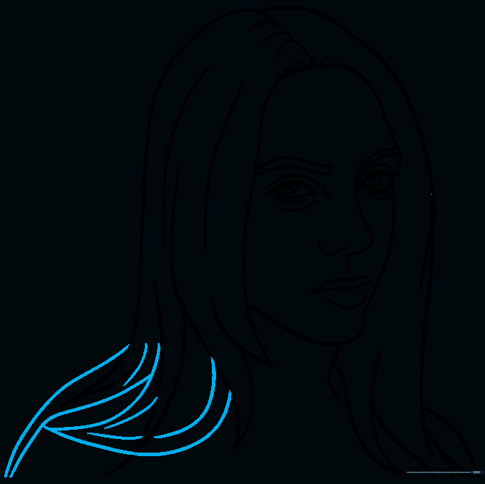 Adding texture lines to the hair to create a realistic flow.