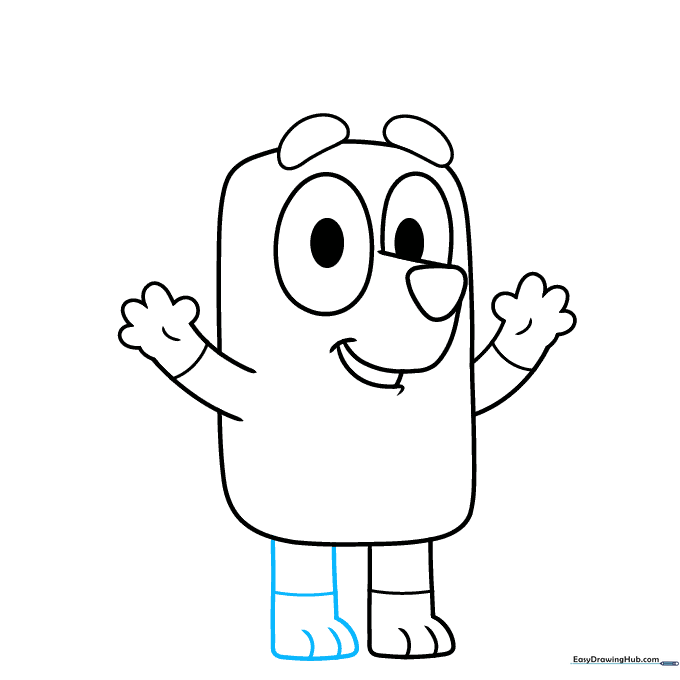 Drawing the second leg to complete Bingo's stance.