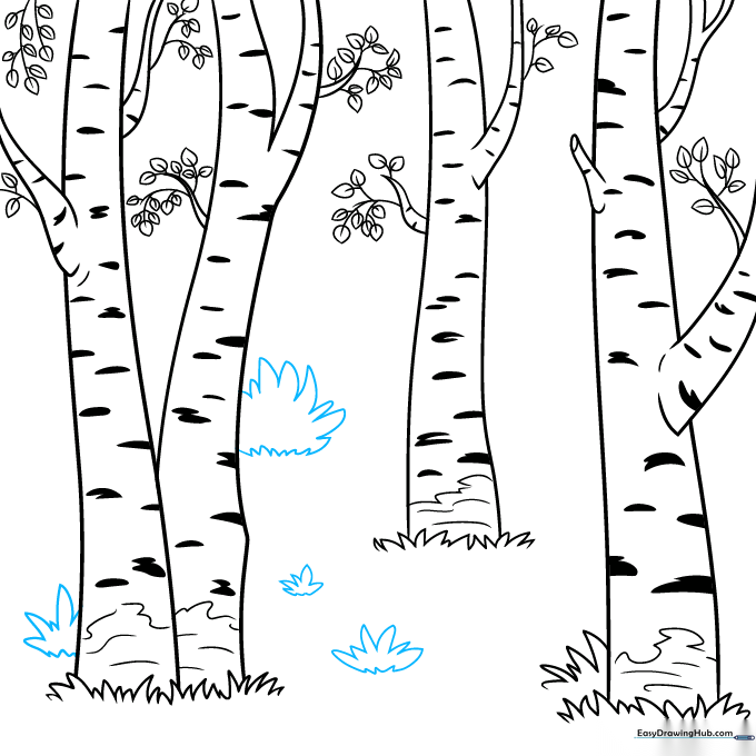 Adding small shrubbery at the base of the trees to create a sense of environment.