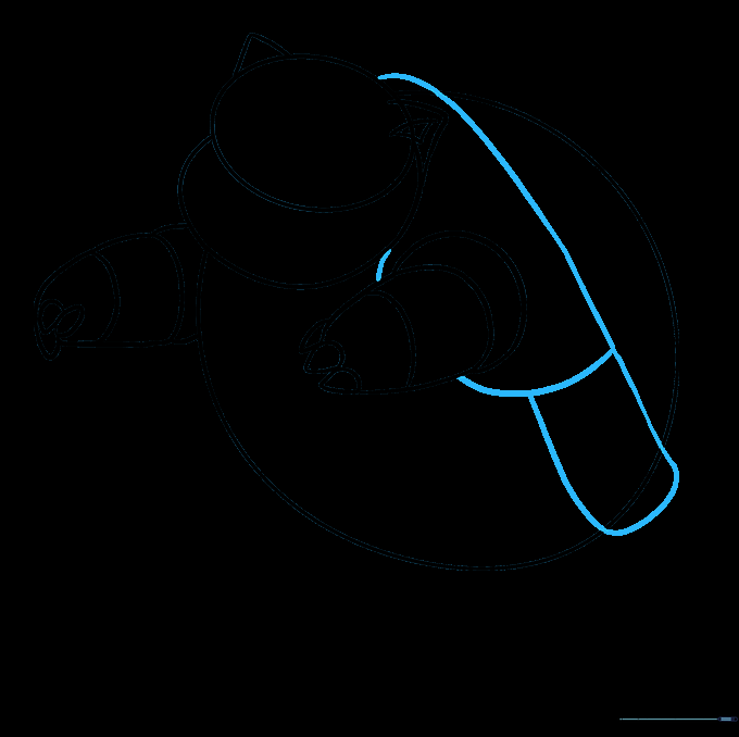 Curved lines added to the back and sides to represent the hard shell structure.