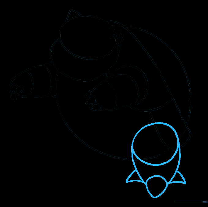 Detailed sketch of the front leg with three distinct clawed toes.